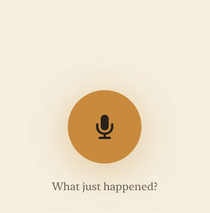 The capture screen: a large record button, chips for each child, and Camera, Library, and Write options